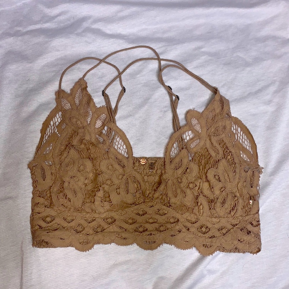 Free People FP One Latte Bralette V-Neck Elastic